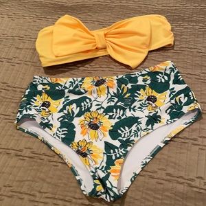 Sunflower bikini, polyester blend, no straps, M
